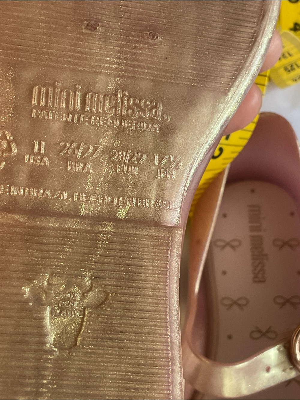 Mini Melissa Sweet Love Rose gold Girl Ballet Flats Size 11 - Picture 9 of 12